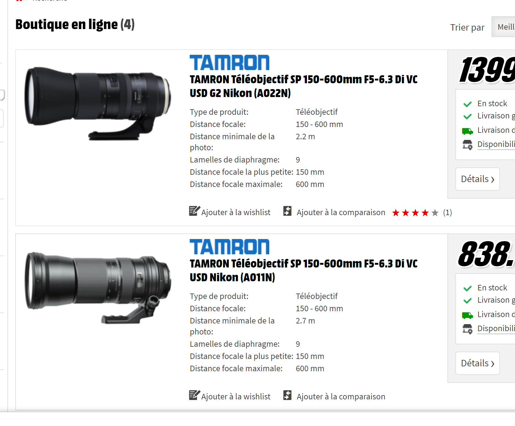 Nikon D5600 - Tamron sp150-600 f5.6/6.3 di vc usd G1 or G2