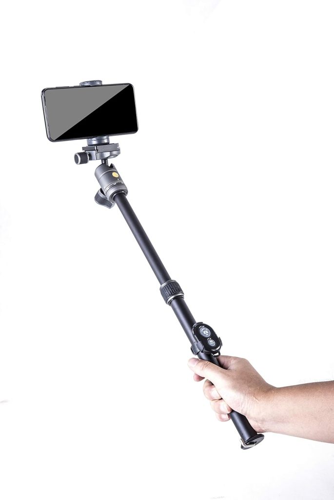 vanguard veo3go204cb travel tripod used as selfie stick