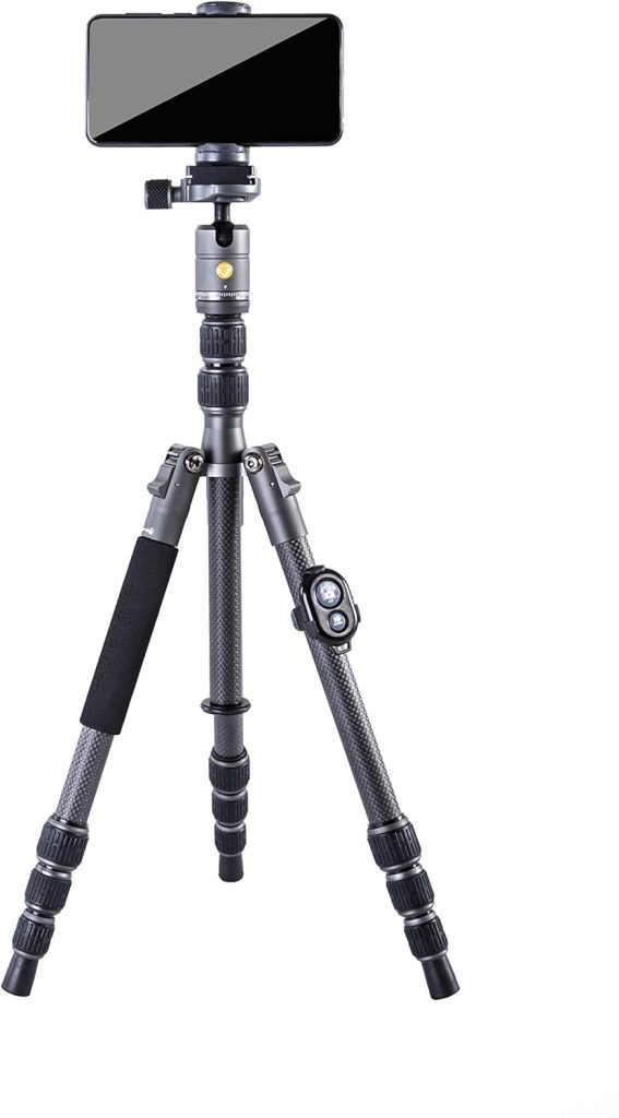 vanguard veo3go204cb travel tripod with smartphone