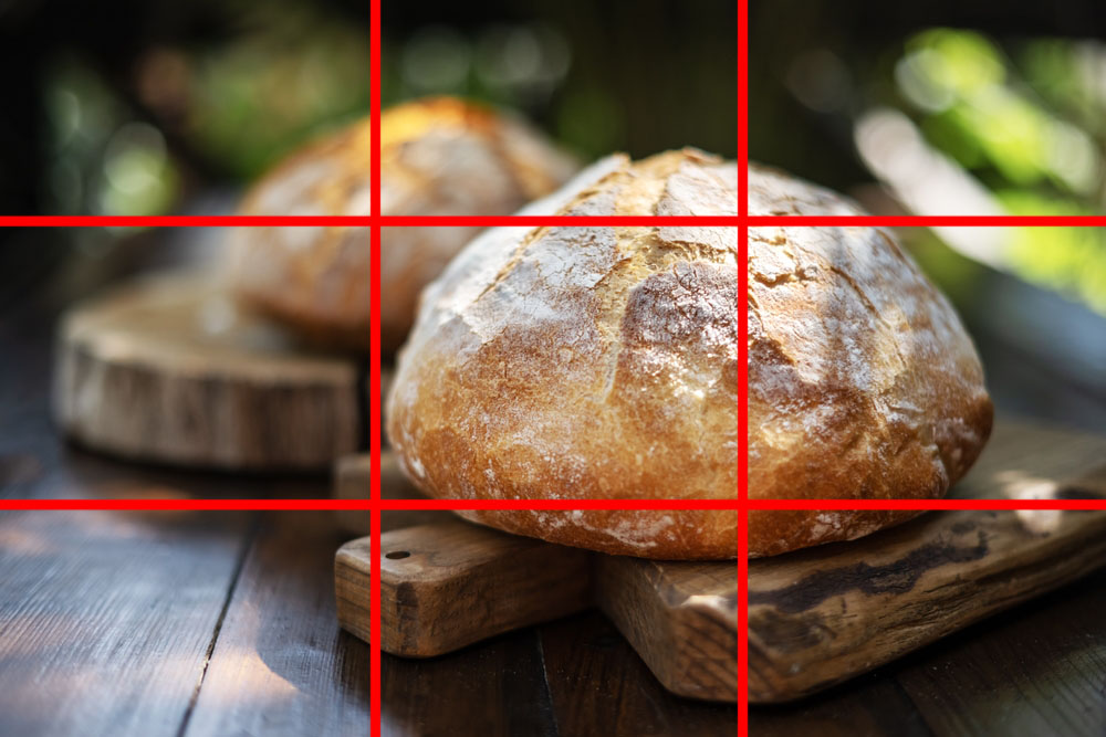 bread on wood platters rule of thirds