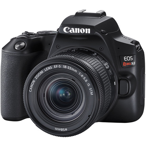 canon eos rebel sl3 front with lens