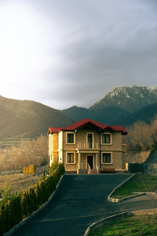 Large house at golden hour