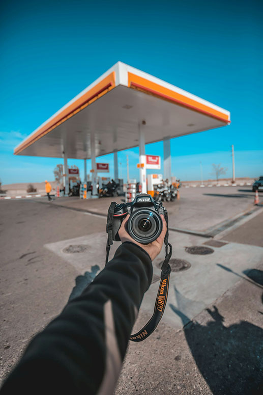 nikon d800 at a gas station